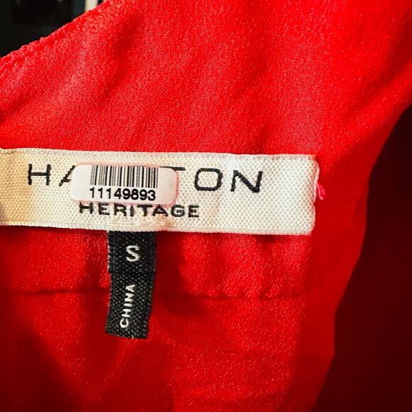 HALSTON HERITAGE Women's Plisse Georgette Popover Ruffle Midi Dress Size Small - Picture 13 of 13